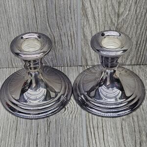 Vintage Gorham YC3003 Silver Plated Candlestick Holders Pair 3 Inch Table Decor